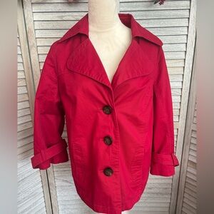 MERONA Women’s Size XL Red Blazer Jacket Black round buttons front, cuffs & back